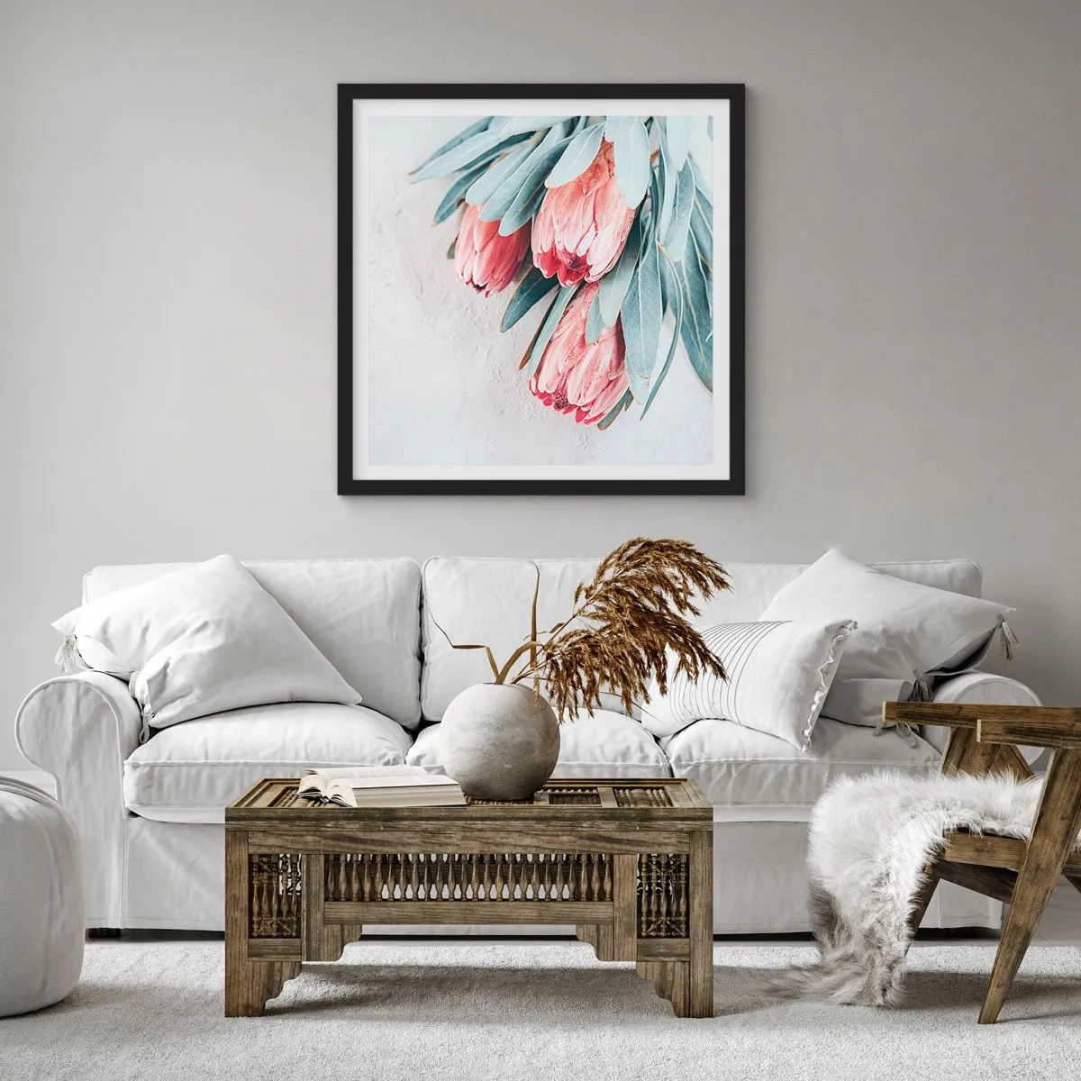 Affisch i svart ram - Generad av sin skönhet - 50x50 cm