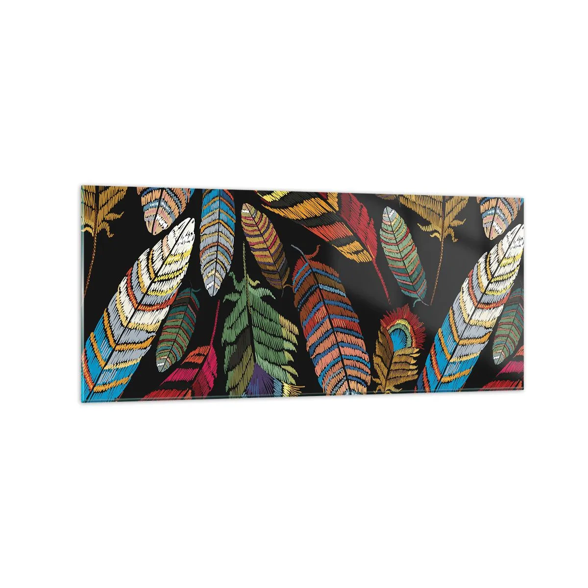 Glastavla - Bild på glas - Fågelkarneval - 120x50 cm