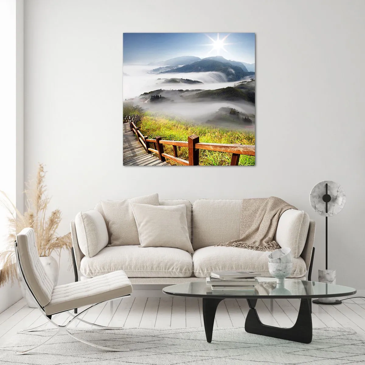 Glastavla - Bild på glas - Vävt av sken och dimma - 40x40 cm