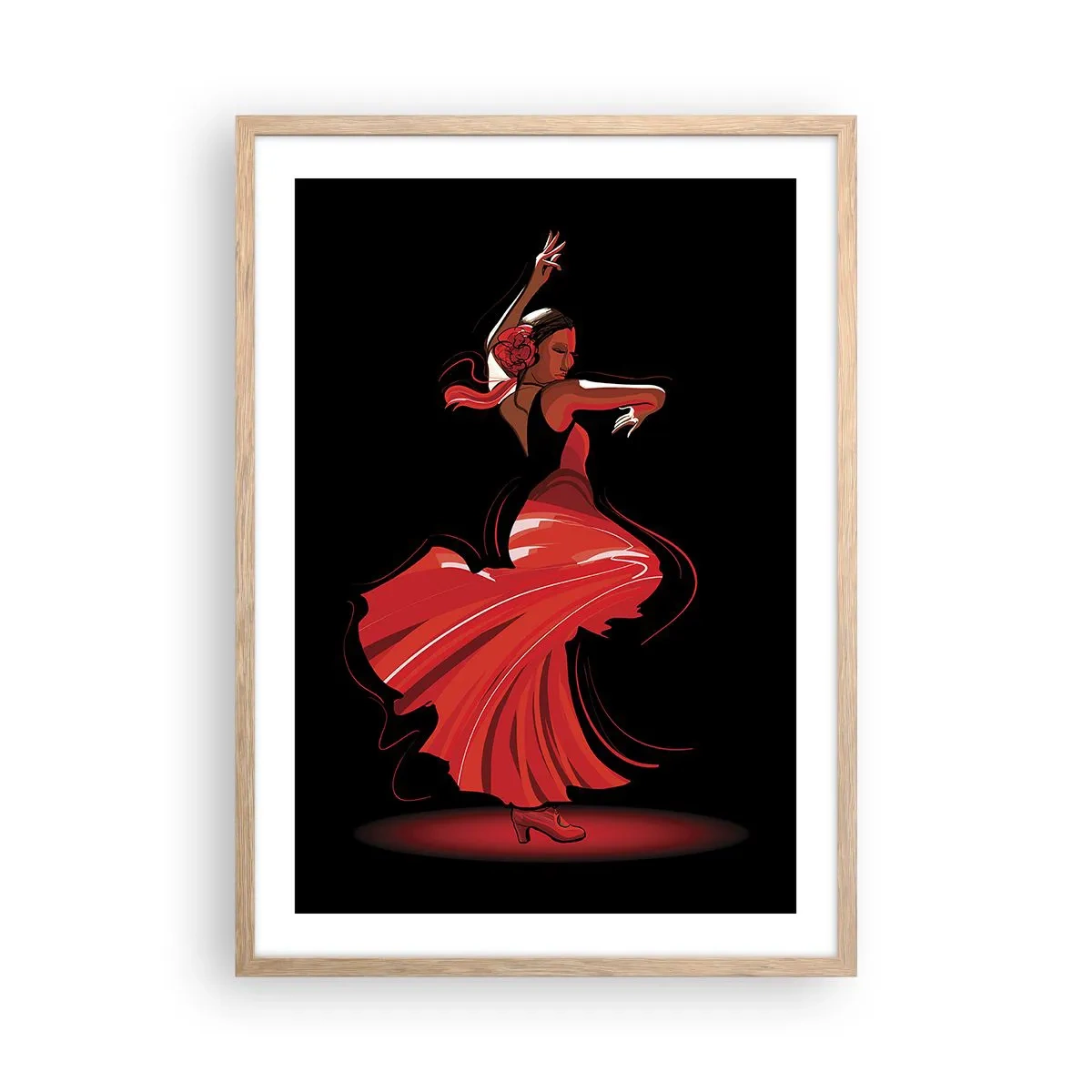Affisch i ram av ljusek - Flamencos brinnande anda - 50x70 cm