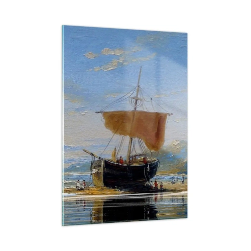 Glastavla - Bild på glas - Vatten, jord, luft - 50x70 cm