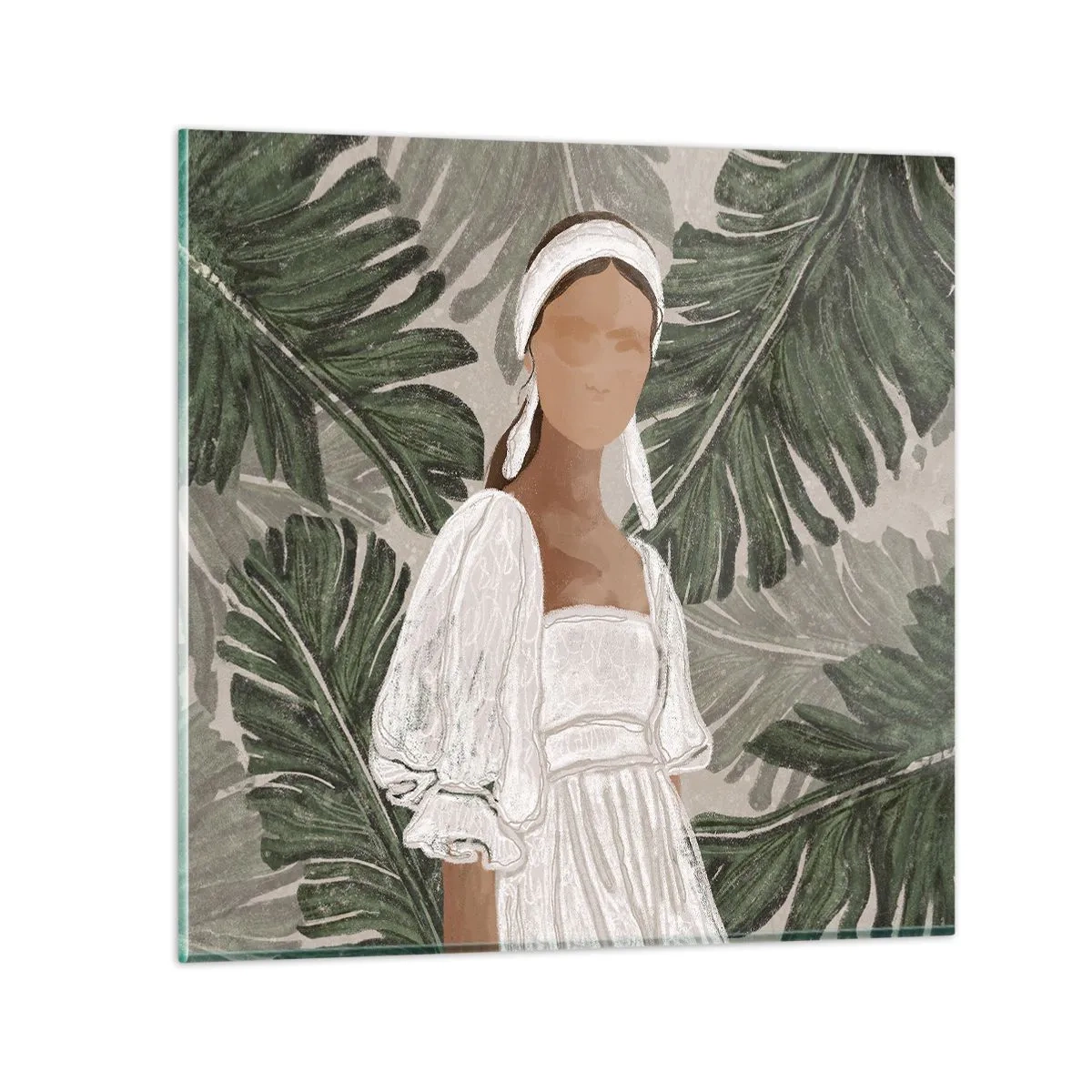 Glastavla - Bild på glas - Exotiskt porträtt - 70x70 cm