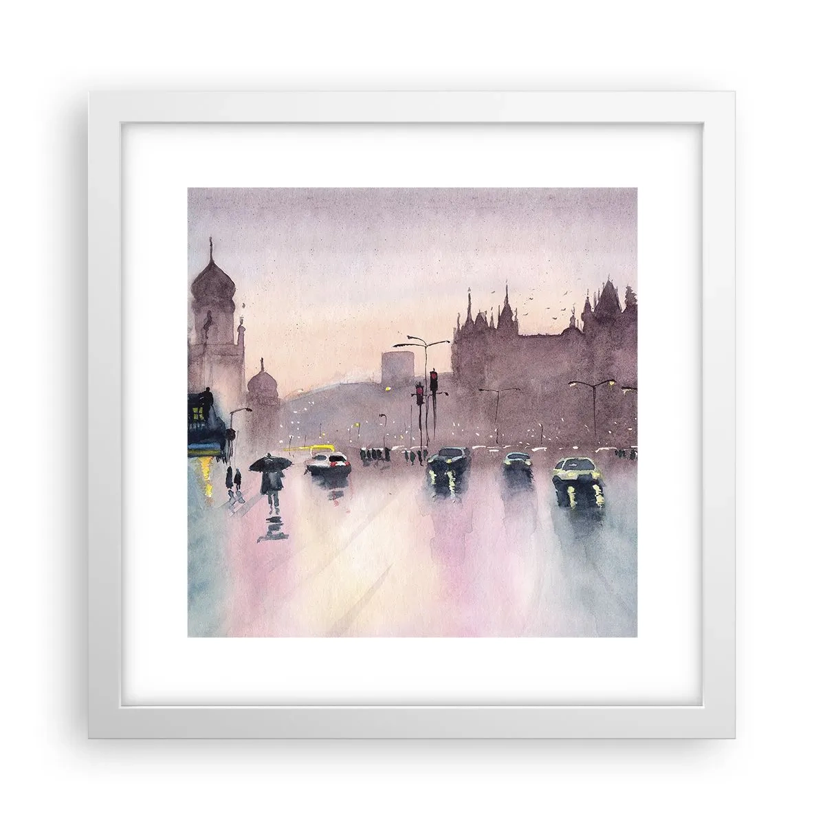 Affisch i vit ram - I regnig dimma - 30x30 cm
