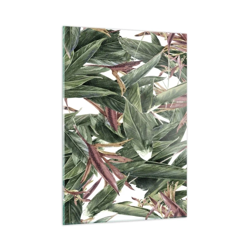 Glastavla - Bild på glas - Smaragd-lila växter - 50x70 cm