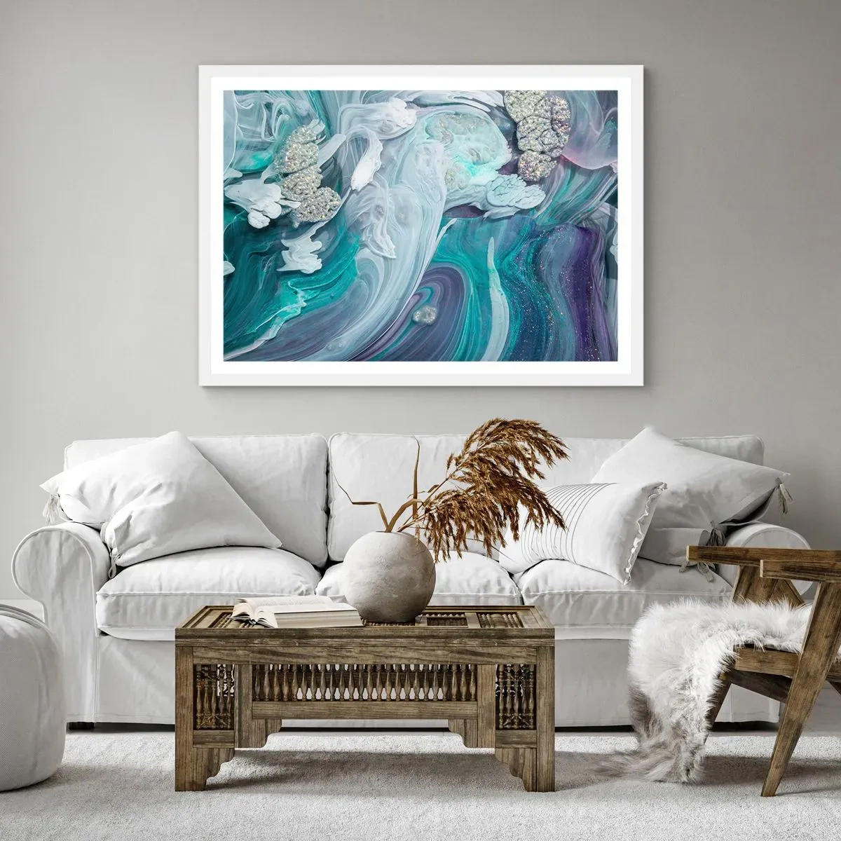 Affisch i vit ram - Blåhetens strömmar - 40x30 cm