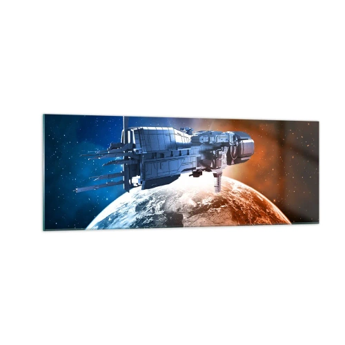 Glastavla - Bild på glas - Uppmärksam åskådare - 140x50 cm