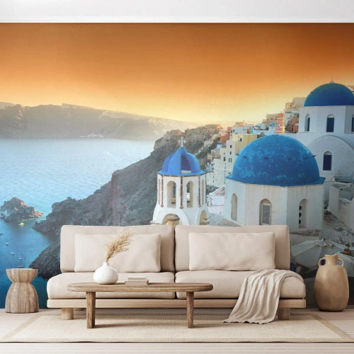 Fototapet Standard Eco - Santorini - inbäddat i berg - Landskap, Grekland, Santorini - 150x105 cm