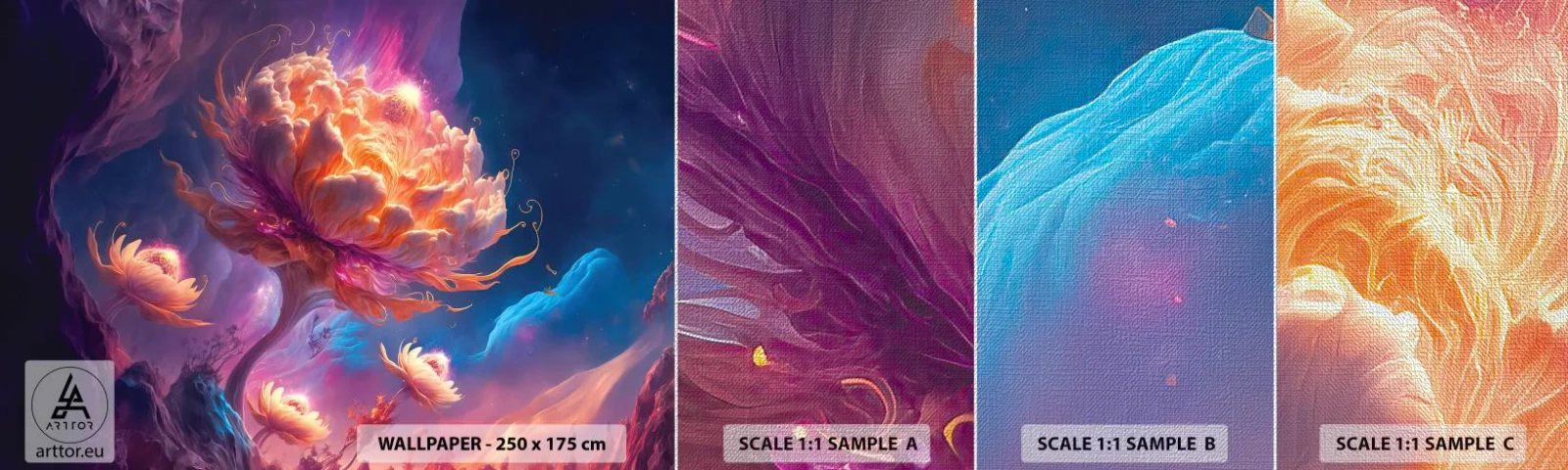 Provbit av fototapet Premium Canvas - En annan värld - Fantastisk, Landa, Blommor - 100x30 cm