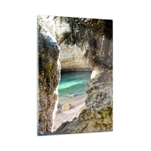 Glastavla - Bild på glas - Turkos vik - 50x70 cm
