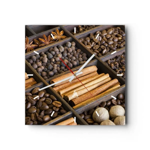 Väggklocka - Klocka på glas - Aromskattekista - 40x40 cm