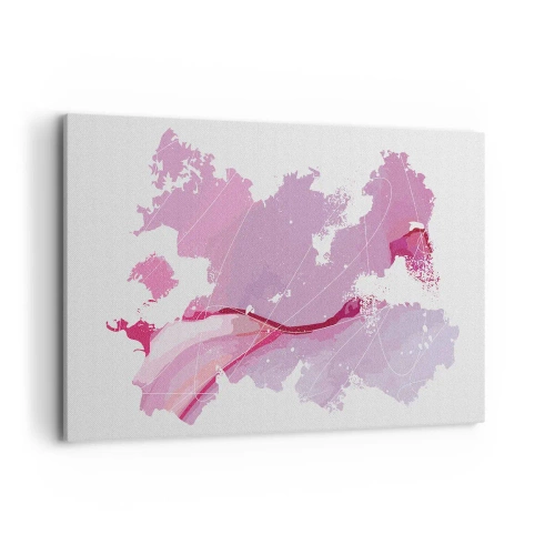 Canvastavla - Bild på duk - Karta över en rosa värld - 120x80 cm