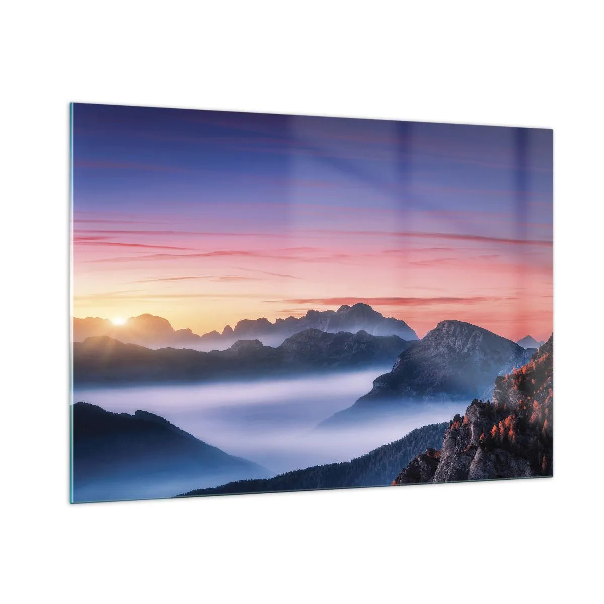 Glastavla - Bild på glas - Över dalarna - 100x70 cm