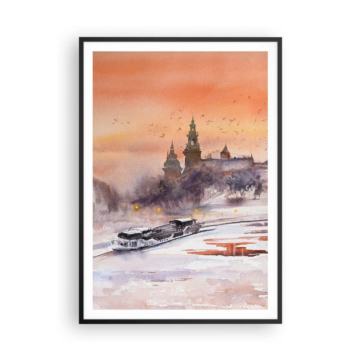 Affisch i svart ram - Kunglig solnedgång - 70x100 cm