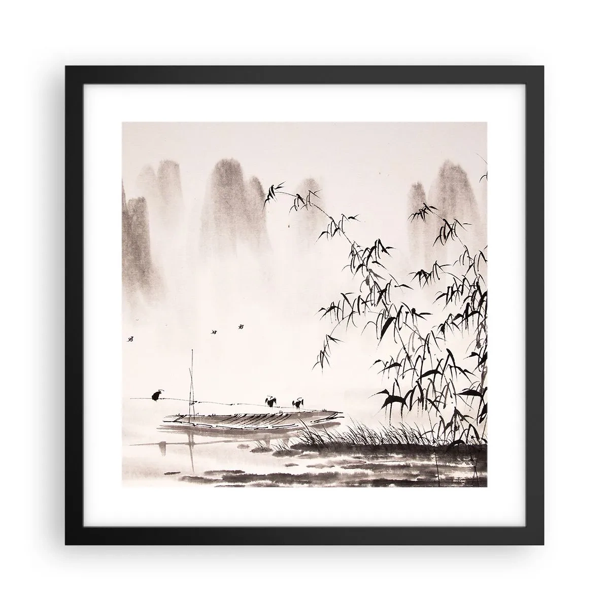 Affisch i svart ram - Risfältens tystnad - 40x40 cm