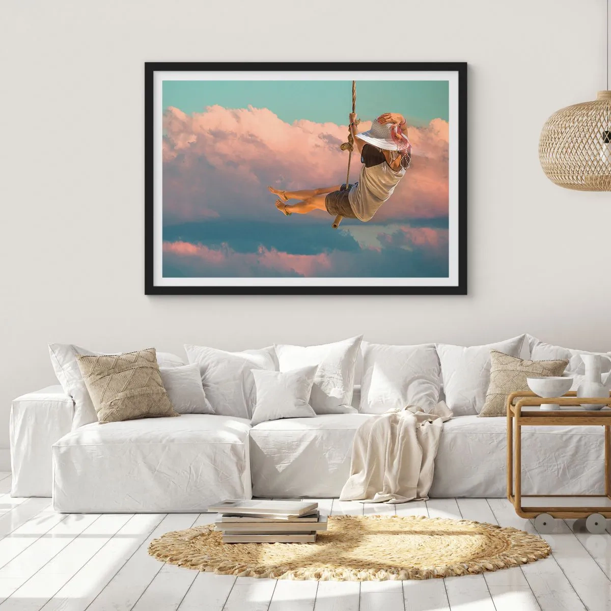 Affisch i svart ram - Lek i molnen - 70x50 cm