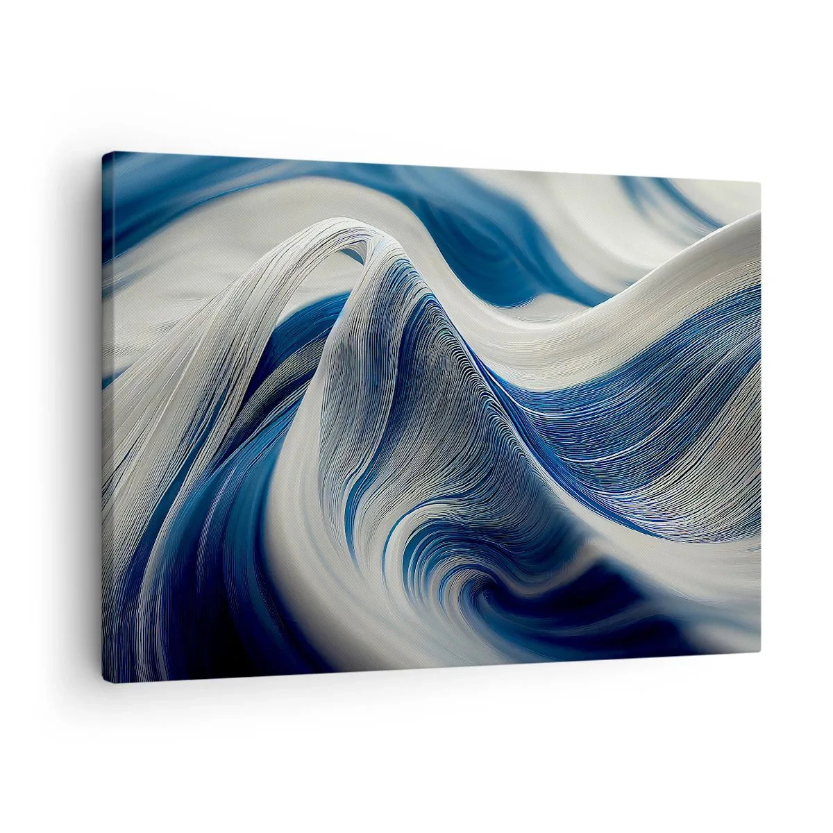 Canvastavla - Bild på duk - Abstrakta vågor i nyanser av blått och vitt - 70x50cm - Flöde av blått och vitt - Modern väggdekoration för vardagsrum och sovrum ARTTOR