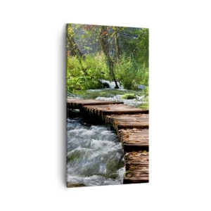 Canvastavla - Bild på duk - Över skummande kaskad - 45x80 cm
