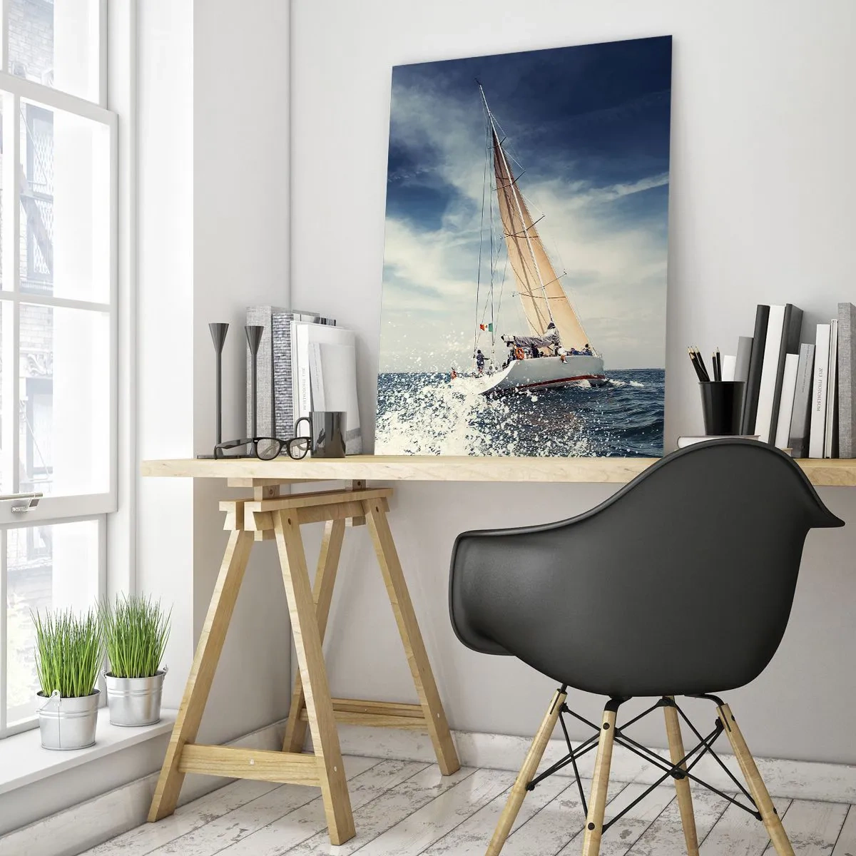 Glastavla - Bild på glas - De hinner inte ikapp oss! - 50x70 cm