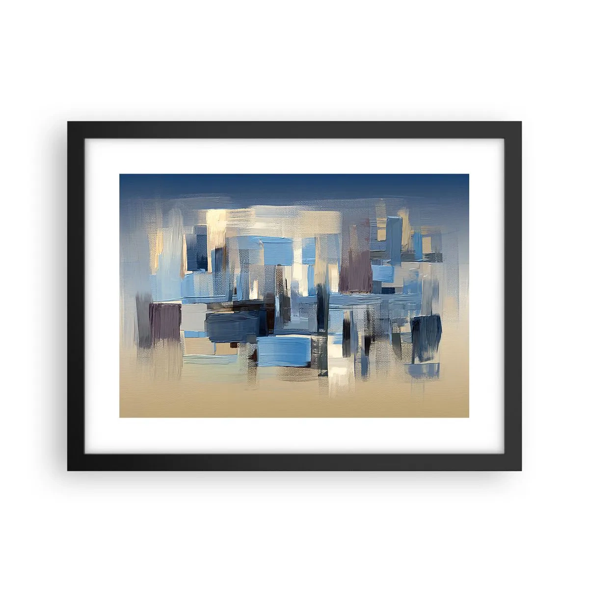 Affisch i svart ram - Blå konstruktion - 40x30 cm