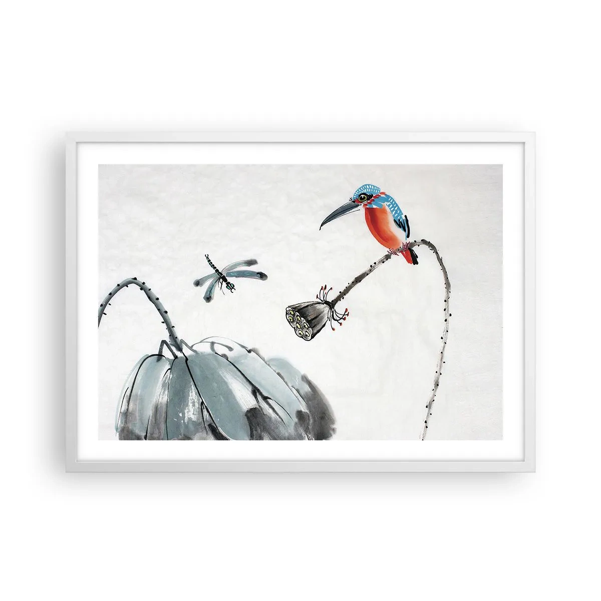 Affisch i vit ram - Ängens liv - 70x50 cm