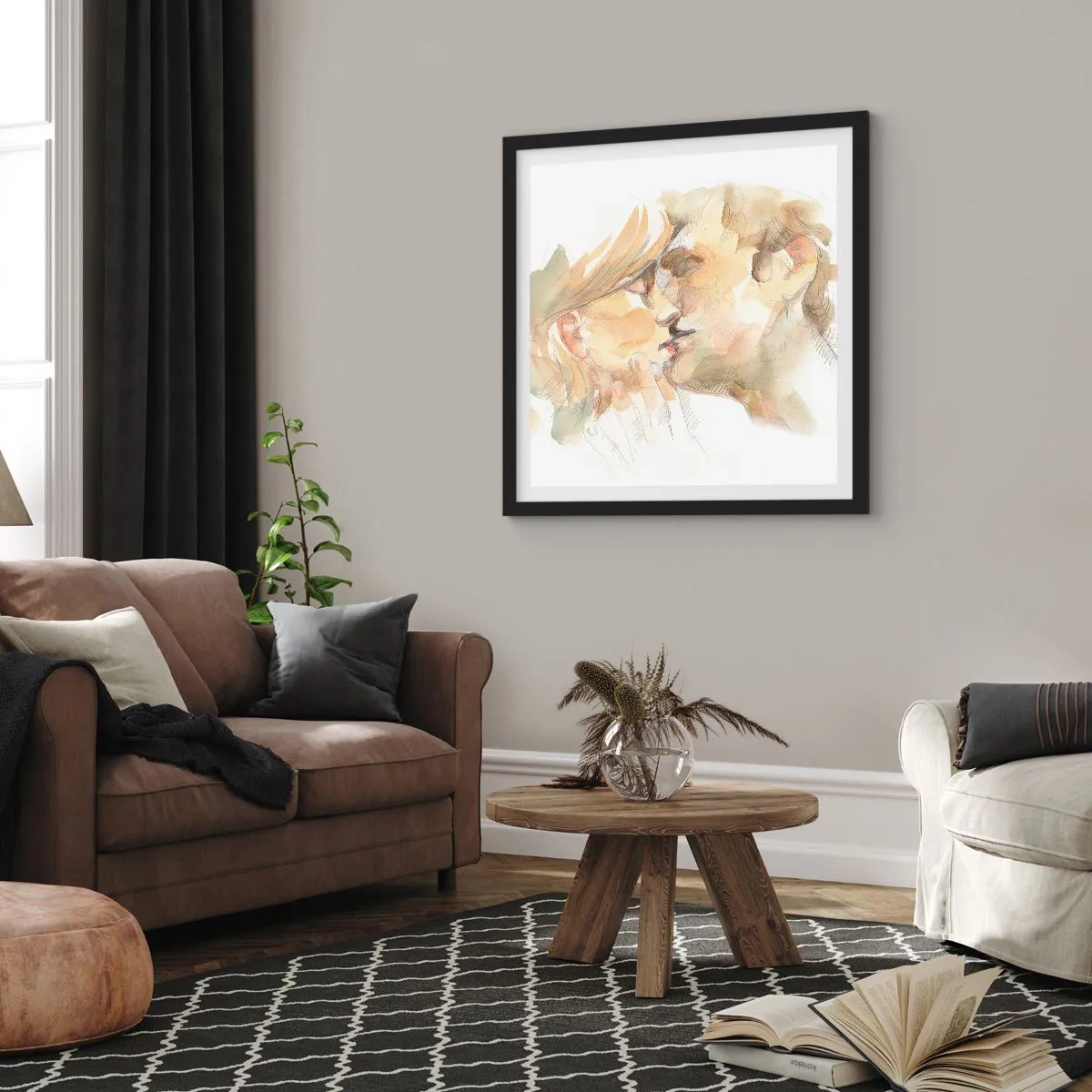 Affisch i svart ram - Upphittad hälft? - 40x40 cm