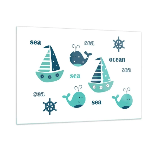Glastavla - Bild på glas - Genom sjöar och hav - 120x80 cm