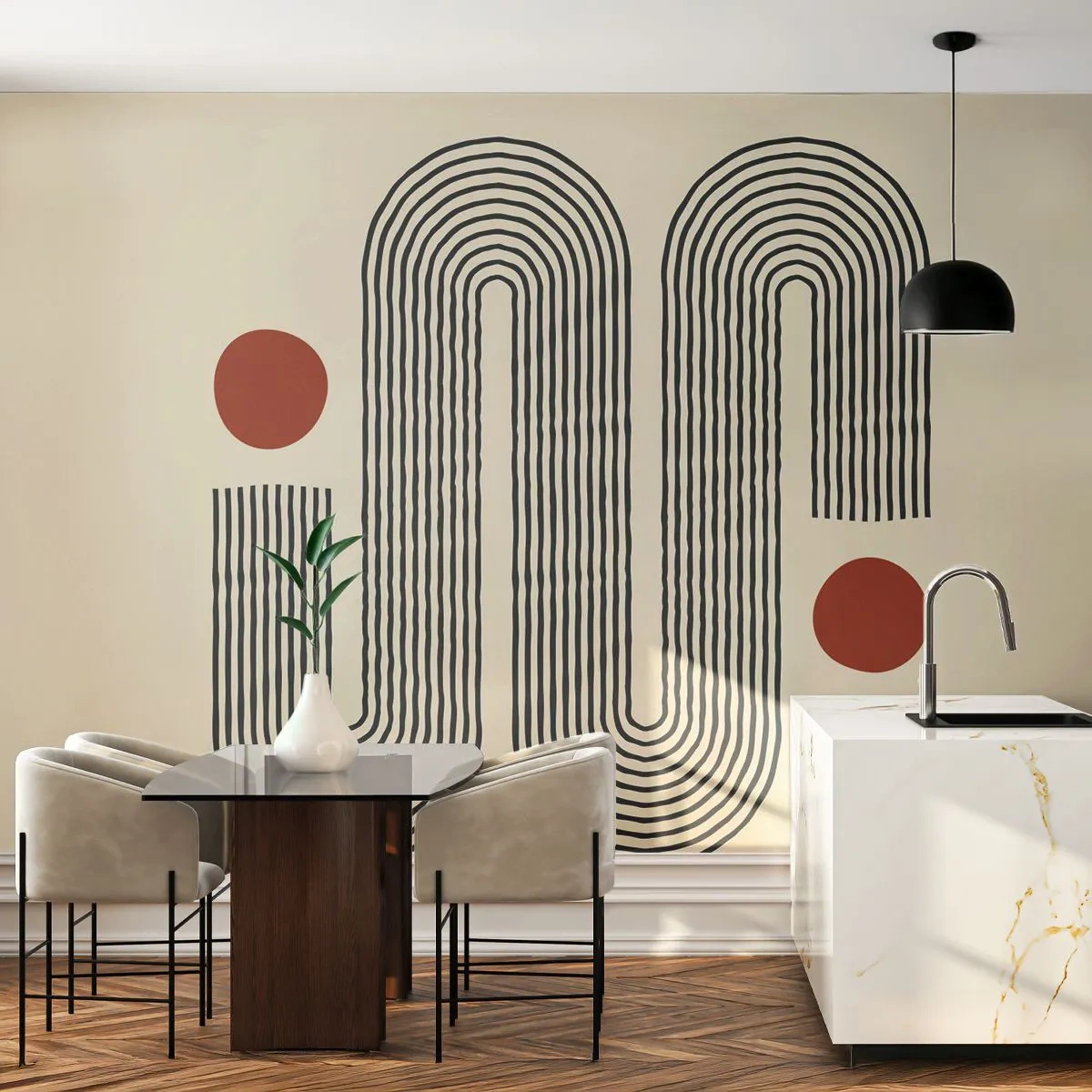 Fototapet Premium Sand - från början till slutet - Abstraktion, Grafik, Minimalism - 350x256 cm