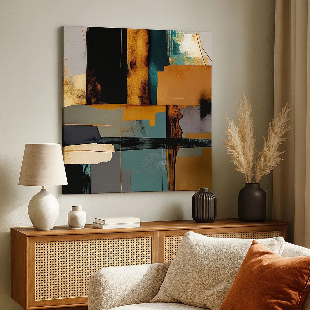 Canvastavla - Bild på duk - Abstraktion - ljus och skugga - 30x30 cm