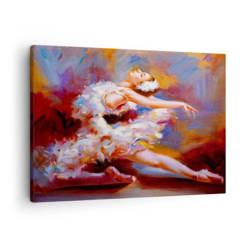 Canvastavla - Bild på duk - En ballerina i en dynamisk pose bland pastellfärger. - 70x50cm - Svangrace - Modern väggdekoration för vardagsrum och sovrum ARTTOR