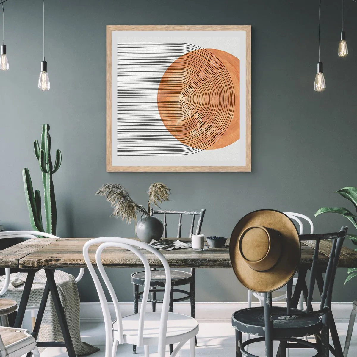 Affisch i ram av ljusek - En solig komposition - 40x40 cm