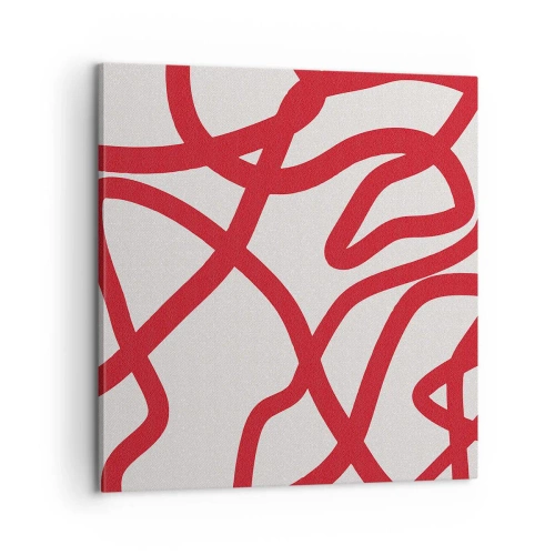 Canvastavla - Bild på duk - Rött på vitt - 60x60 cm