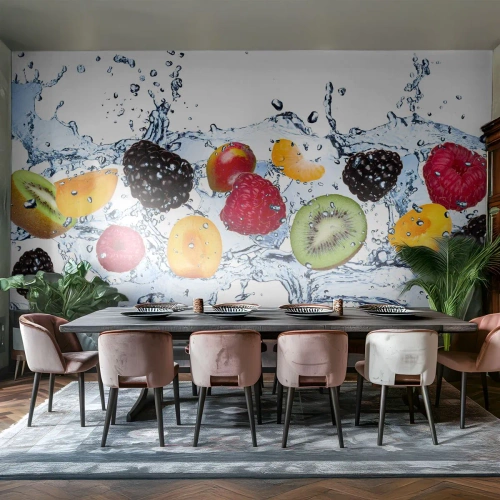 Fototapet Premium Canvas - Lek med oss - Frukt, Abstraktion, 3D - 150x105 cm