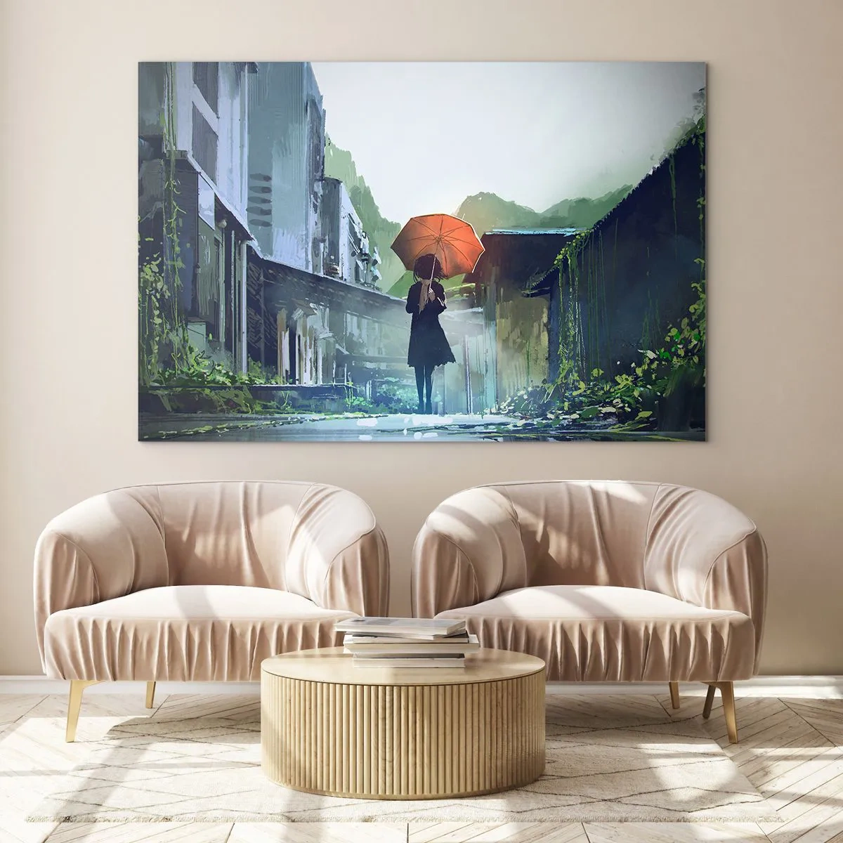 Glastavla - Bild på glas - Uppfriskande regn - 120x80 cm