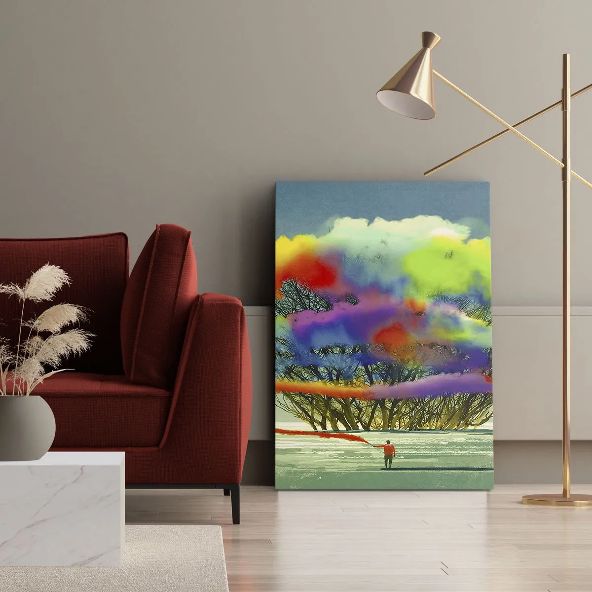 Canvastavla - Bild på duk - Liva upp världen - 70x100 cm