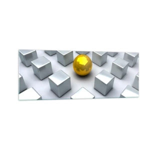 Glastavla - Bild på glas - Varför jag? Geometrisk komposition - 140x50 cm