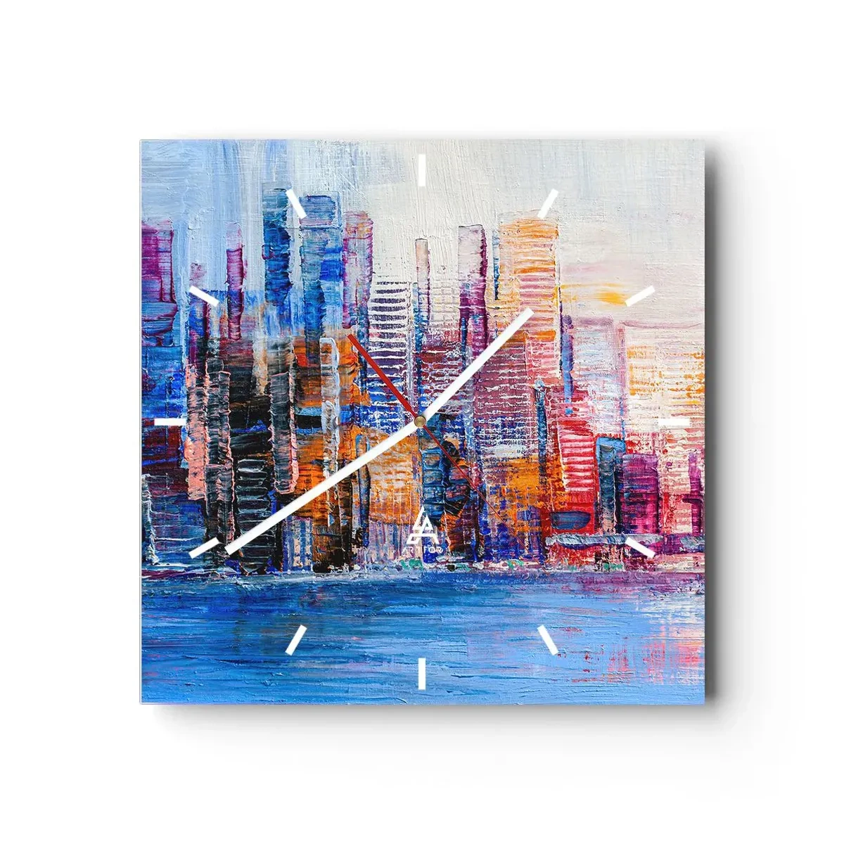 Väggklocka - Klocka på glas - En glädjefylld metropol - 40x40 cm