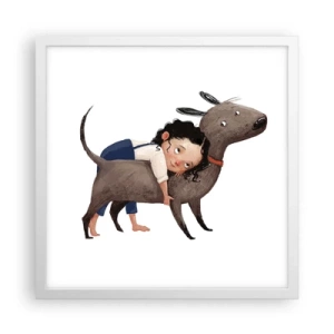 Affisch i vit ram - Bästa vänner - 40x40 cm