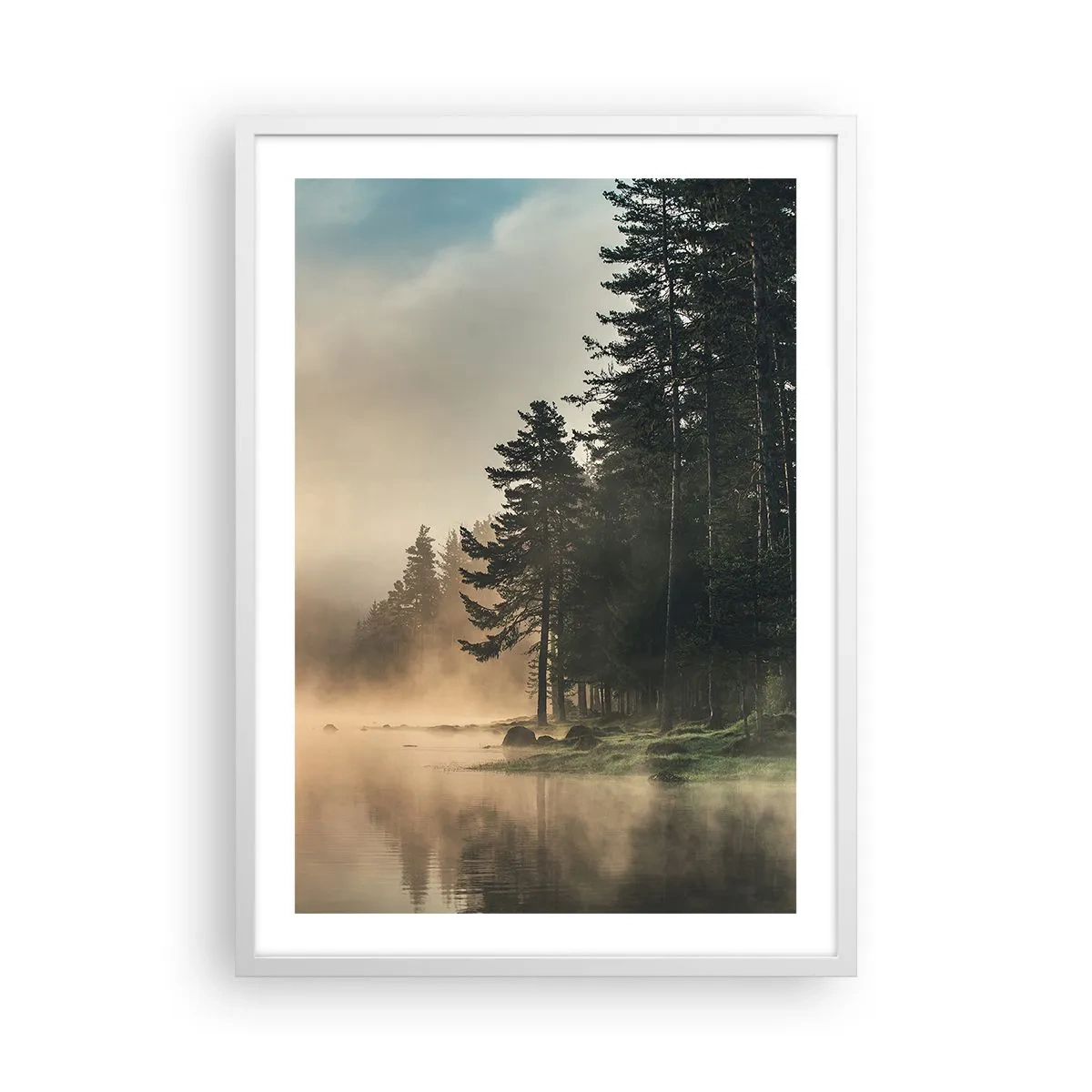 Affisch i vit ram - Dagen föds - 50x70 cm