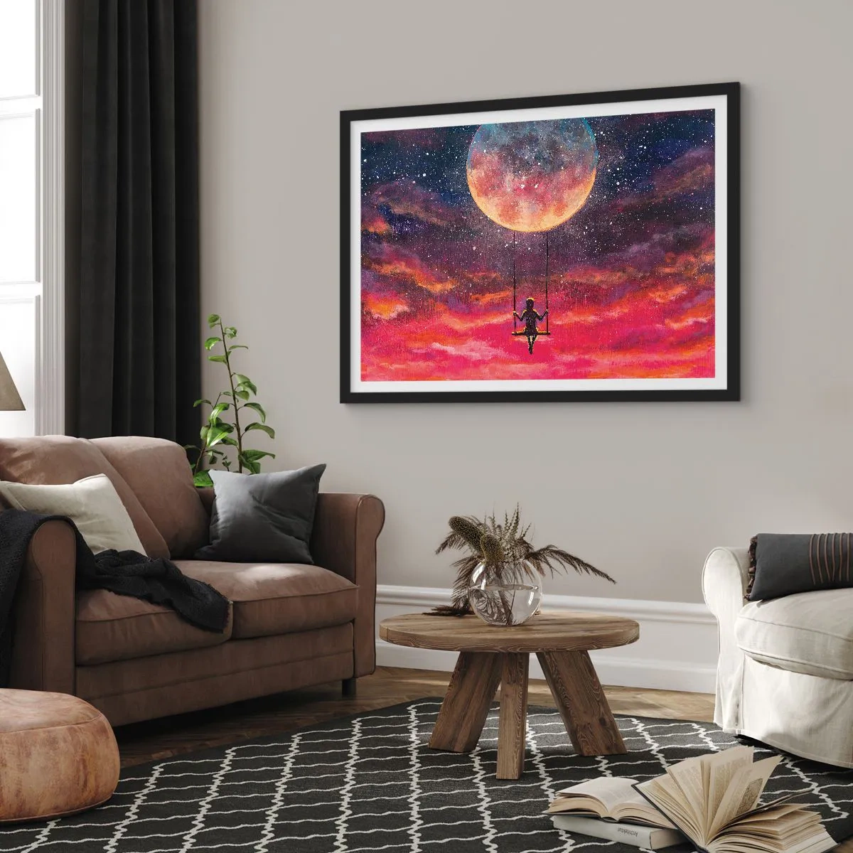 Affisch i svart ram - Sväva i molnen - 50x40 cm