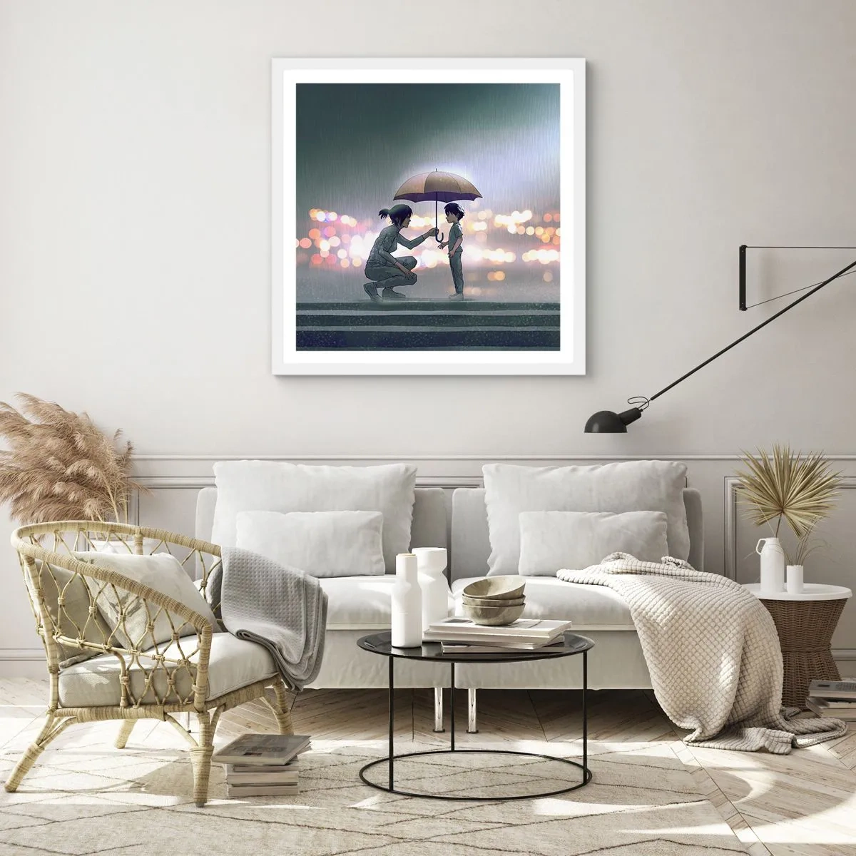 Affisch i vit ram - Och allt är väl nu - 60x60 cm