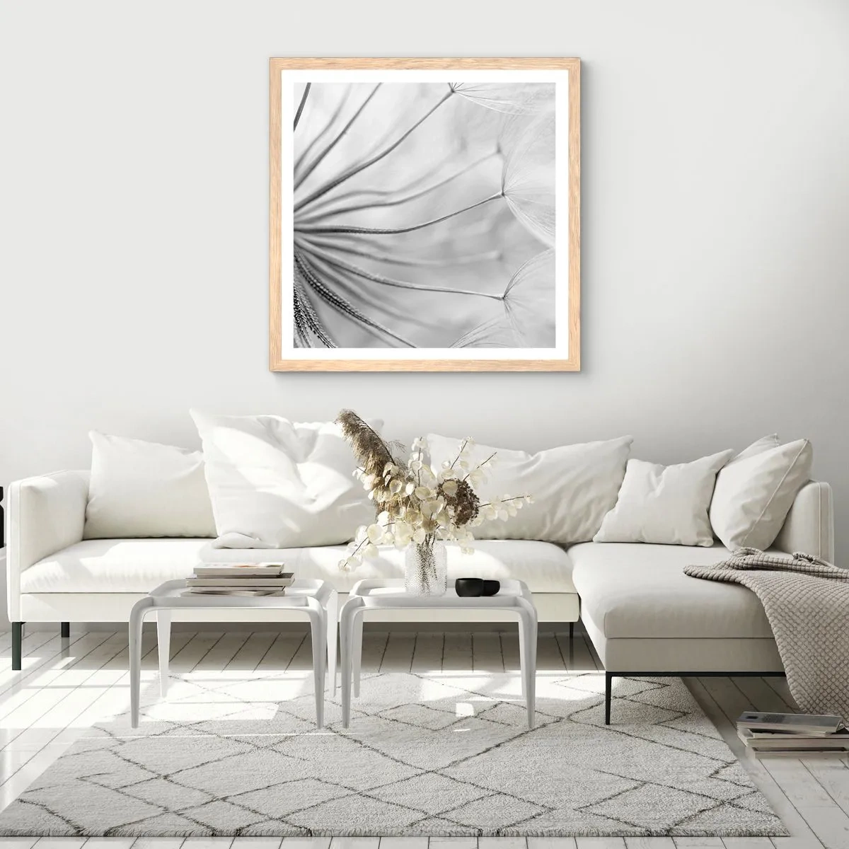 Affisch i ram av ljusek - Blåsande, flygande drakar - 60x60 cm