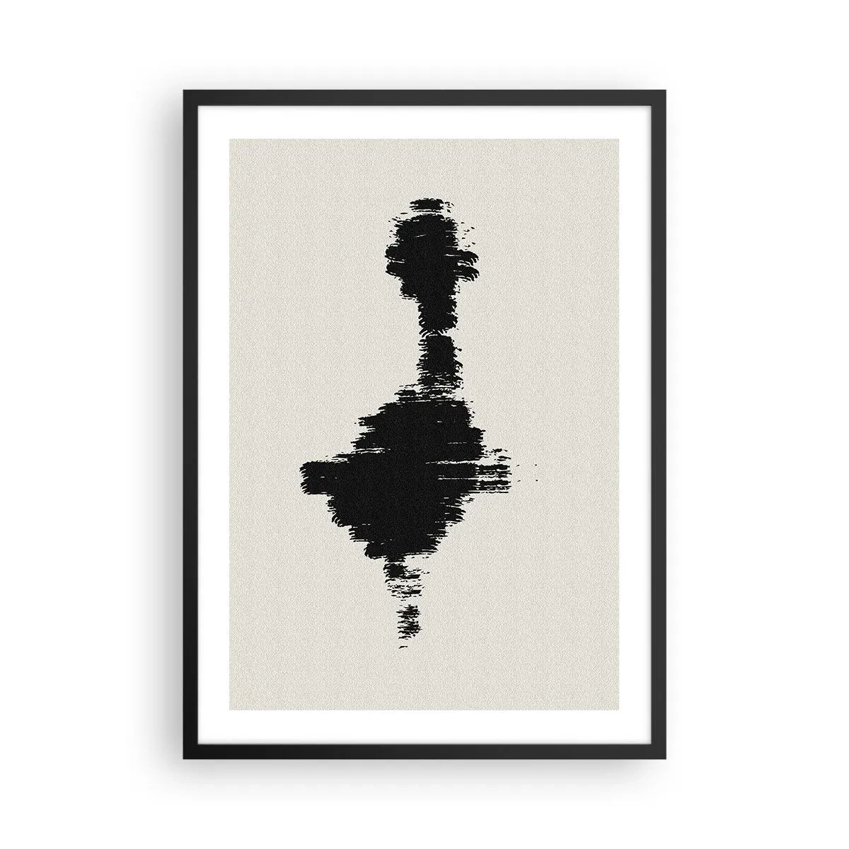 Affisch i svart ram - Minimalistisk abstraktion i svartvitt - 50x70cm - Fantasins vibrationer - Modern väggdekoration för vardagsrum och sovrum ARTTOR