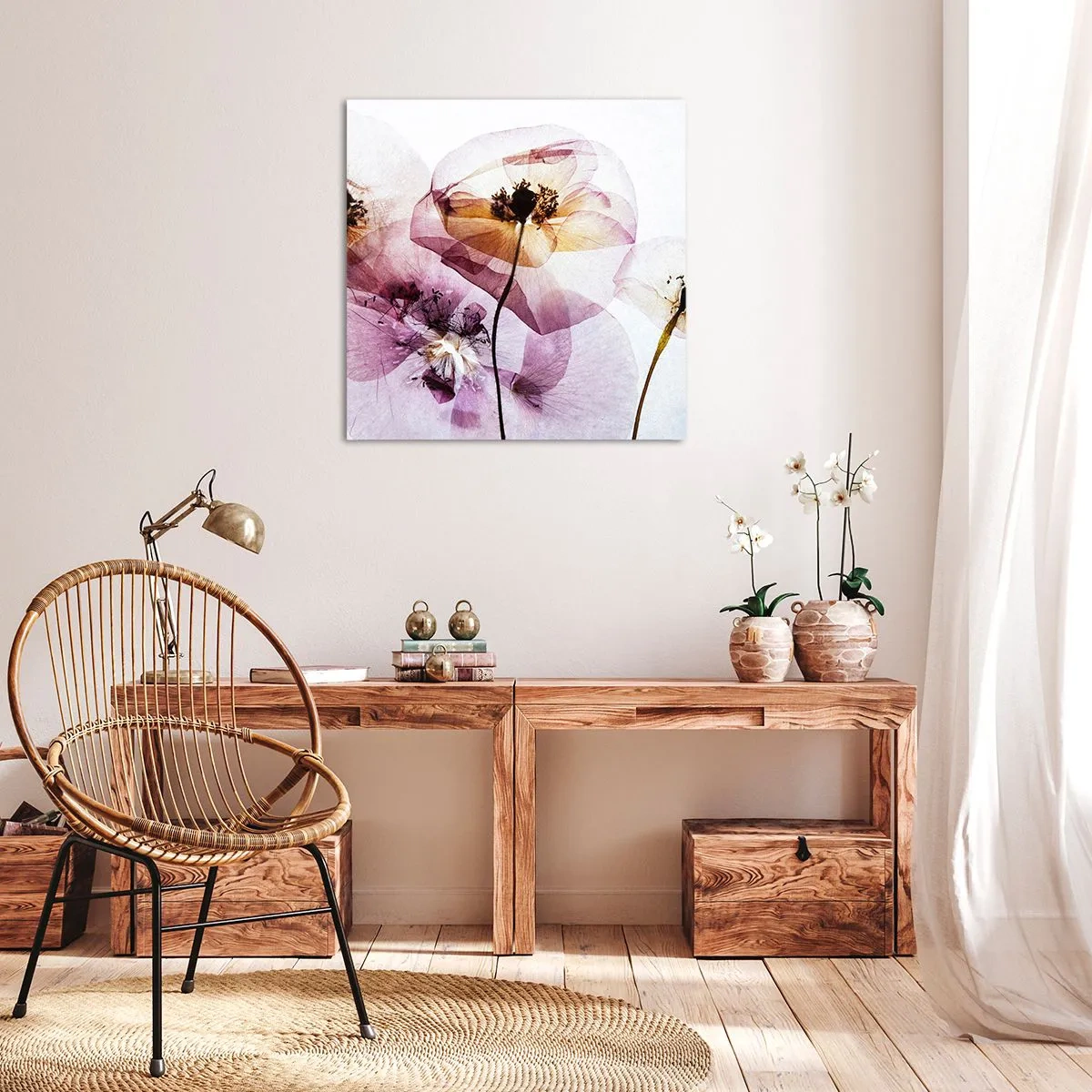 Canvastavla - Bild på duk - Blommornas transparenta kroppar - 40x40 cm