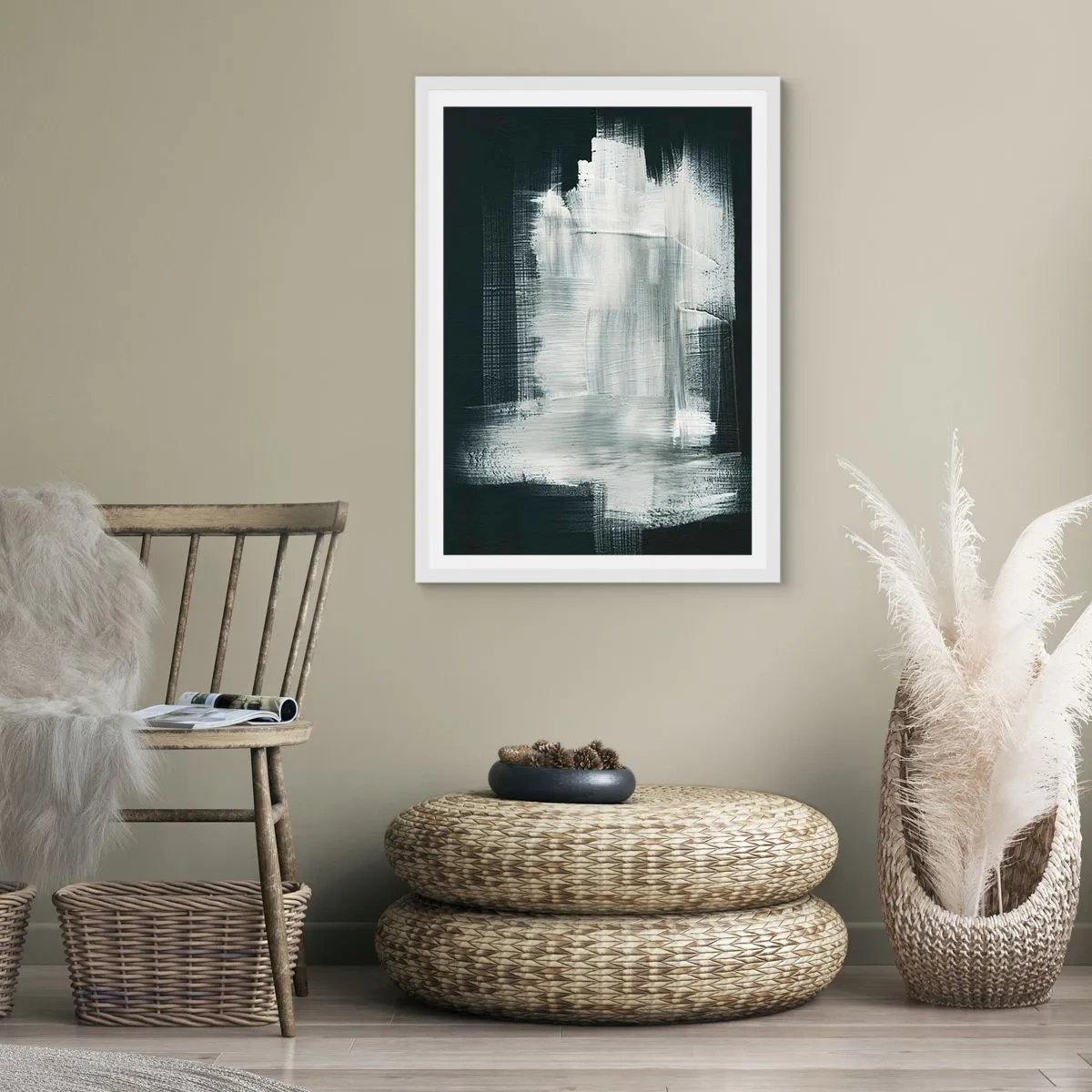 Affisch i vit ram - Vävd av det vertikala och horisontella - 61x91 cm