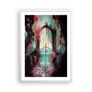 Affisch i vit ram - Hemlighetsfull trädgård - 50x70 cm