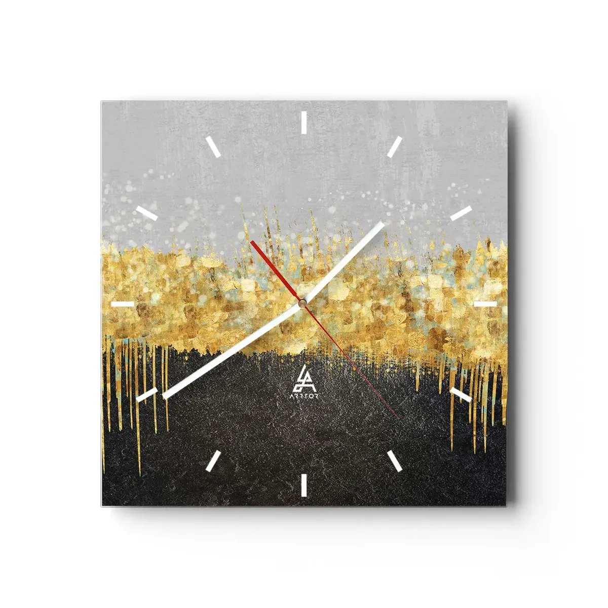 Väggklocka - Klocka på glas - Inåt och uppåt - 40x40 cm