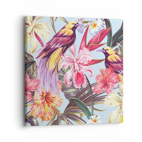 Canvastavla - Bild på duk - Flingor och fjädrar - 30x30 cm