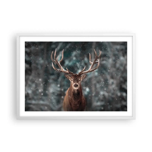 Affisch i vit ram - Krönt skogens kung - 70x50 cm
