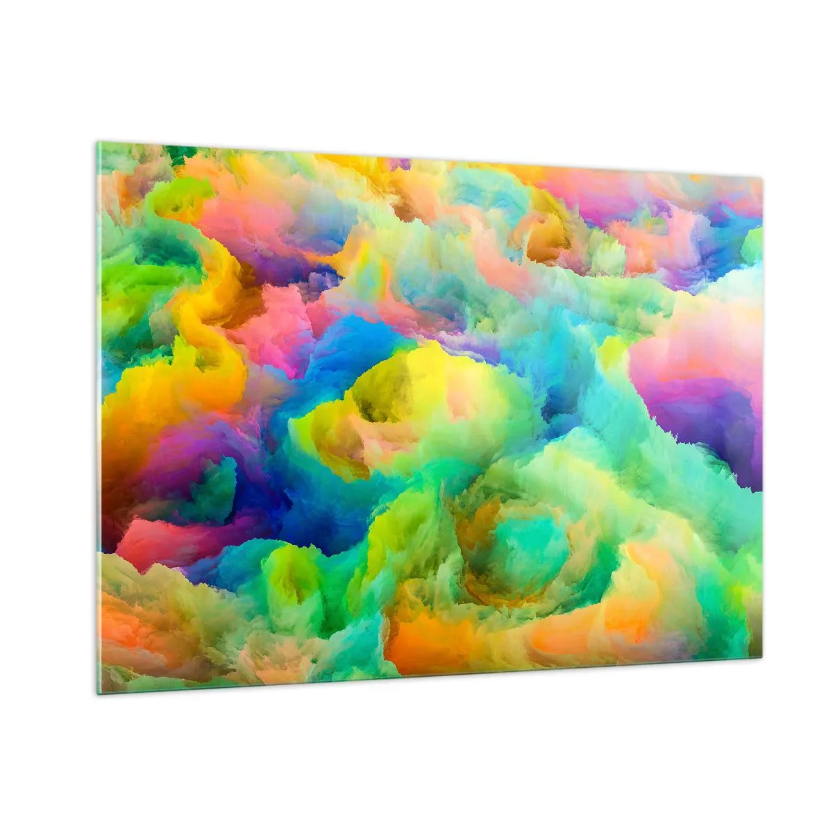 Glastavla - Bild på glas - Regnbågsdun - 100x70 cm