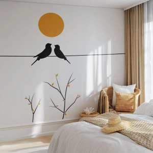 Självhäftande Fototapet Deluxe Sticker - Näktergalens kväll - Abstraktion, Fåglar, Grafik - 100x70 cm